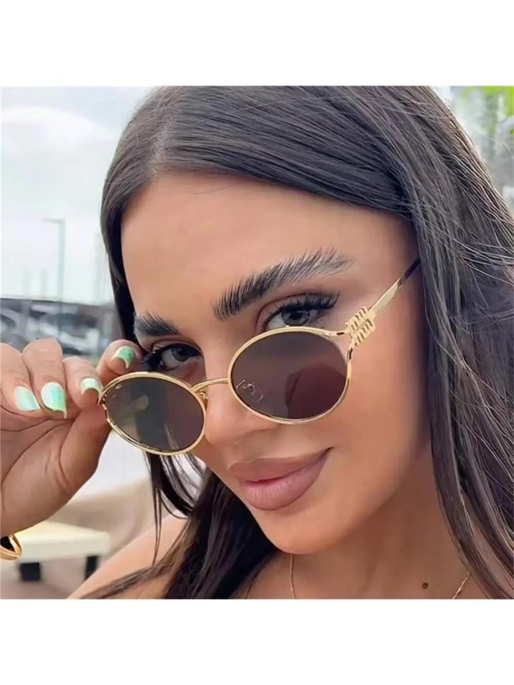 Retro Metal Oval Frame Sunglasses